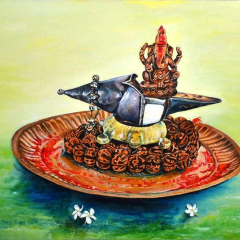Ameya by Gomathi Shiva Oil painting Buy now on artezaar.com Online Art Gallery