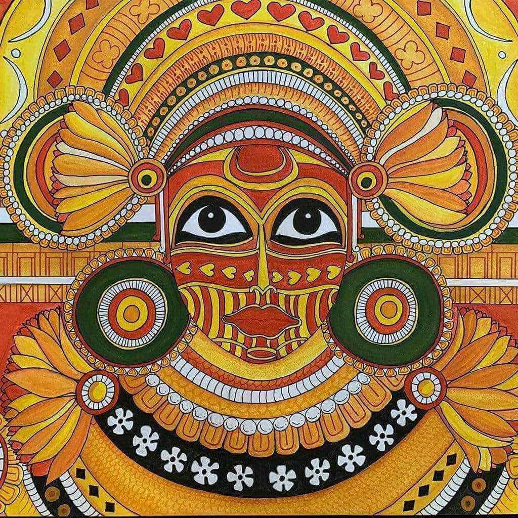 Fine Art Watercolor Painting Theyyam Artezaar Art Gallery