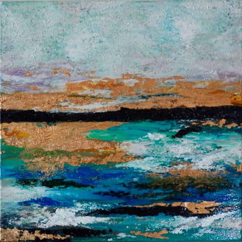 Gilded Horizen 	Mixed Media Painting Buy Now on Artezaar.com Online Art Gallery Dubai UAE