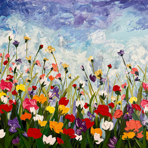 A Meadow In Full Bloom - Acrylic Painting - Artezaar.com Online Art Gallery