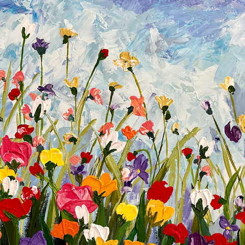 A Meadow In Full Bloom - Acrylic Painting - Artezaar.com Online Art Gallery