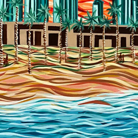 A song of turquoise by the Burj Khalifa Abstract Acrylic Painting Buy Now on Artezaar.com Online Art Gallery Dubai UAE