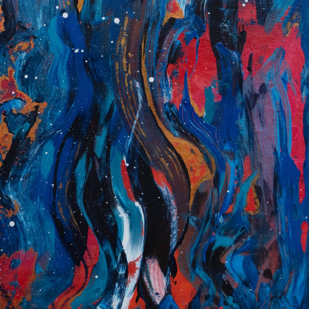 Blue and red waves Abstract Acrylic Art | Artezaar.com Art Gallery ...