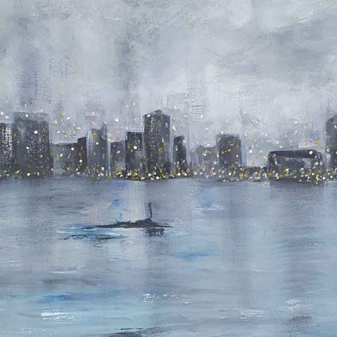Across The East River Acrylic Painting Buy Now on Artezaar.com Online Art Gallery Dubai UAE