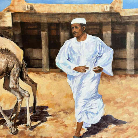 Al Jimaal Camels Acrylic Painting Buy Now on Artezaar.com Online Art Gallery Dubai UAE