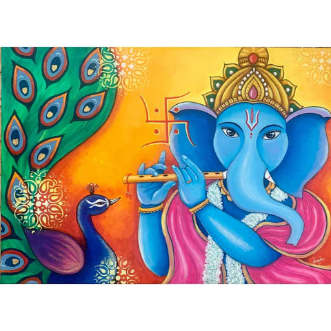 Anand Vinayak (Lord Ganesha) Acrylic Painting Buy Now on Artezaar.com Online Art Gallery Dubai UAE