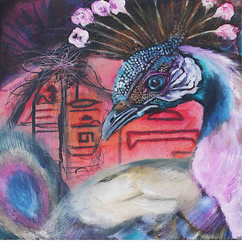 Ancient elegance - a peacock portrait Fine Oil painting Buy Now on Artezaar.com Online Art Gallery Dubai UAE