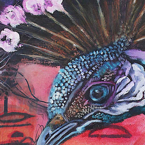 Ancient elegance - a peacock portrait Fine Oil painting Buy Now on Artezaar.com Online Art Gallery Dubai UAE