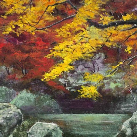 Autumn Leaves By The Water - Mixed Media - Artezaar.com Online Art Gallery
