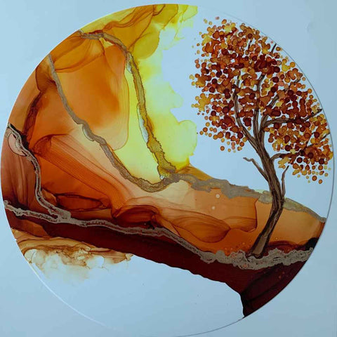 Autumn Reds Abstract Mixed media Painting Buy Now on Artezaar.com Online Art Gallery Dubai UAE