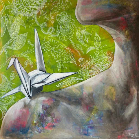 Barely Hanging Mixed Media Painting Buy Now on Artezaar.com Online Art Gallery Dubai UAE