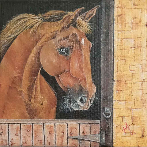 Behind the barn door Fine Acrylic Painting Buy Now on Artezaar.com Online Art Gallery Dubai UAE