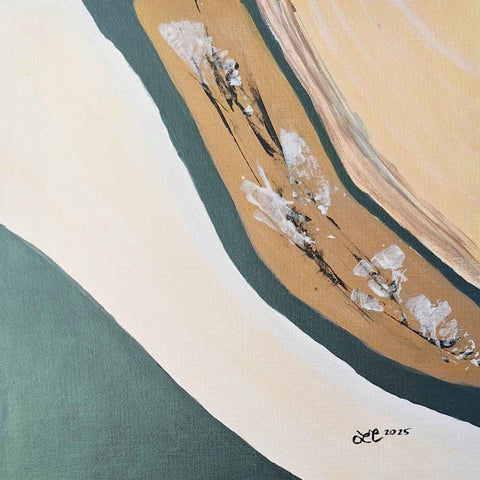 Between Green and Gold - Abstract Acrylic Painting - Artezaar.com Online Art Gallery