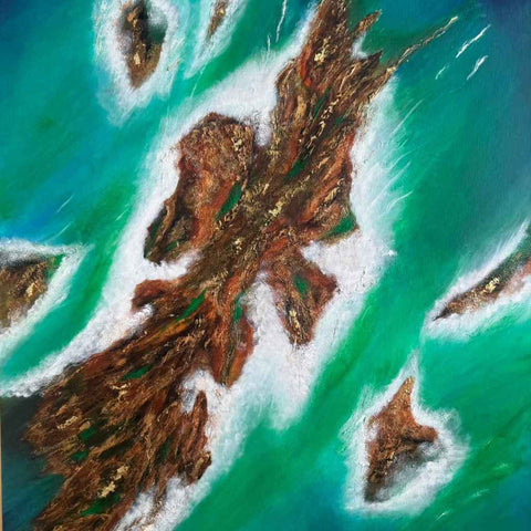 Beyond the calm waves Abstract Acrylic Painting Buy Now on Artezaar.com Online Art Gallery Dubai UAE