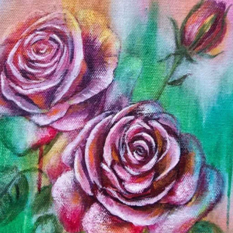 Blooming Roses - Acrylic Painting - Artezaar.com Online Art Gallery