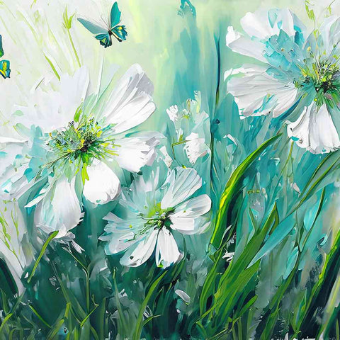 Blossoms In Turquoise Digital Art Print Buy Now on Artezaar.com Online Art Gallery Dubai UAE