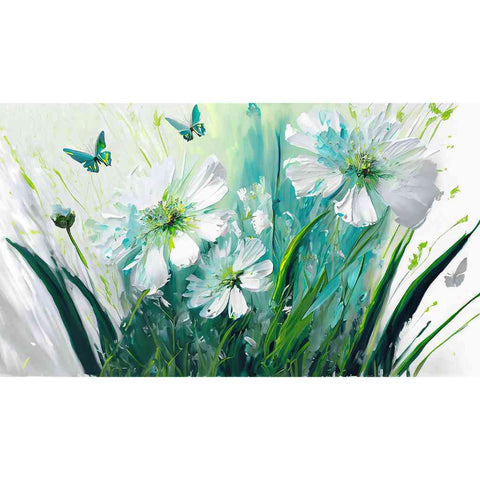 Blossoms In Turquoise Digital Art Print Buy Now on Artezaar.com Online Art Gallery Dubai UAE