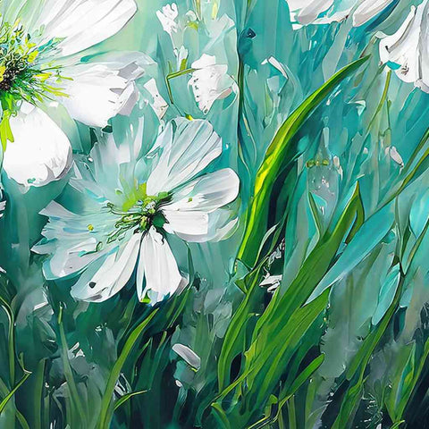 Blossoms In Turquoise Digital Art Print Buy Now on Artezaar.com Online Art Gallery Dubai UAE