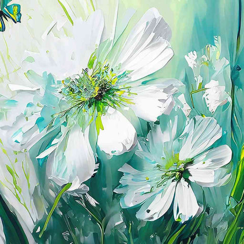 Blossoms In Turquoise Digital Art Print Buy Now on Artezaar.com Online Art Gallery Dubai UAE