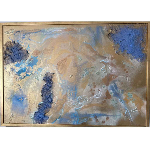 Blue Golden Motion Acrylic Painting Buy Now on Artezaar.com Online Art Gallery Dubai UAE
