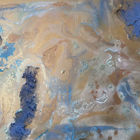 Blue Golden Motion Acrylic Painting Buy Now on Artezaar.com Online Art Gallery Dubai UAE