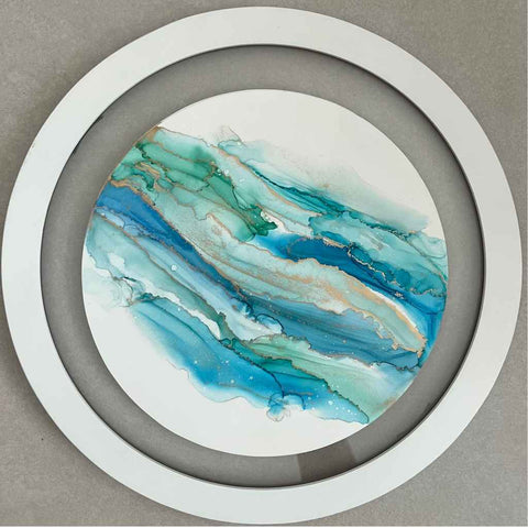 Blue Lagoon Mixed media Abstract painting Buy Now on Artezaar.com Online Art Gallery Dubai UAE