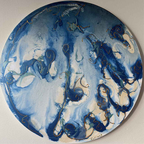 Blue Ocean  Abstract Acrylic Painting Buy Now on Artezaar.com Online Art Gallery Dubai UAE