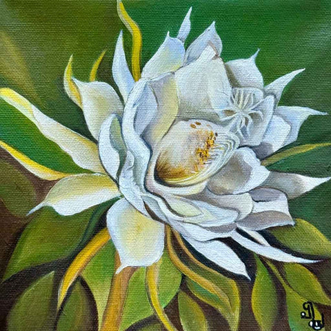 Brahma Kamalam - Flower Oil Painting - Artezaar.com Online Art Gallery