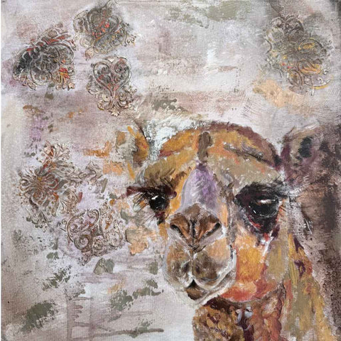 Bronze and Grey Camel Abstract Acrylic Painting Buy Now on Artezaar.com Online Art Gallery Dubai UAE