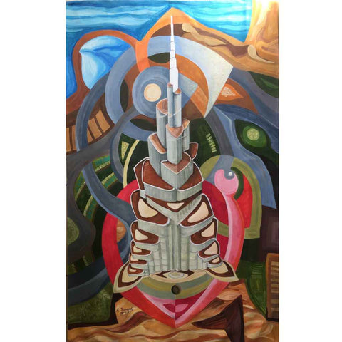 Burj Khalifa Acrylic Painting Buy Now on Artezaar.com Online Art Gallery Dubai UAE
