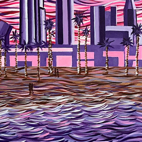 Burj Khalifa in a purple night Abstract Acrylic Painting Buy Now on Artezaar.com Online Art Gallery Dubai UAE