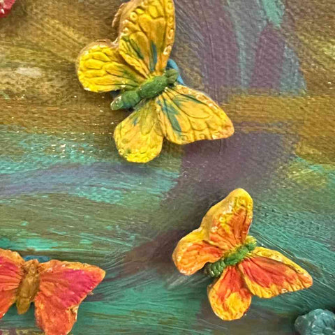Butterfly In Garden Mixed Media Painting Buy Now on Artezaar.com Online Art Gallery Dubai UAE