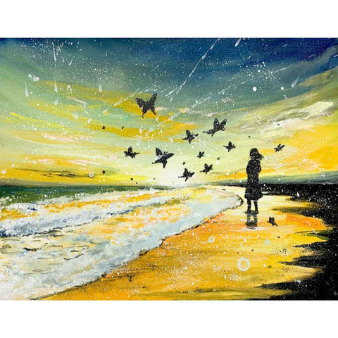Butterfly Sunset - Acrylic Painting - Artezaar.com Online Art Gallery