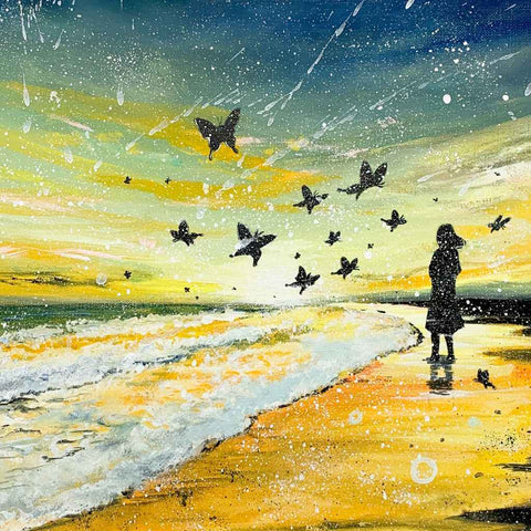 Butterfly Sunset - Acrylic Painting - Artezaar.com Online Art Gallery