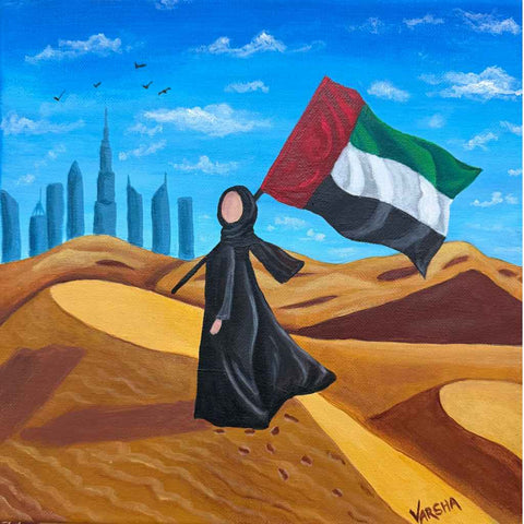 Carrying the Spirit of UAE - Acrylic Painting - Artezaar.com Online Art Gallery
