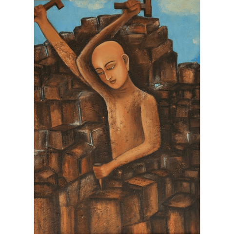 Carving Out Your Karma - Oil Painting - Artezaar.com Online Art Gallery