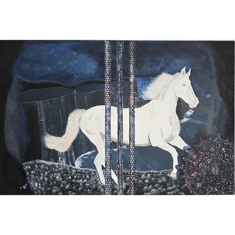 Celestial Gallop Mixed Media Painting Buy Now on Artezaar.com Online Art Gallery Dubai UAE
