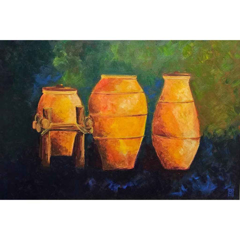 Ceramic Pots Mixed Media Painting Buy Now on Artezaar.com Online Art Gallery Dubai UAE
