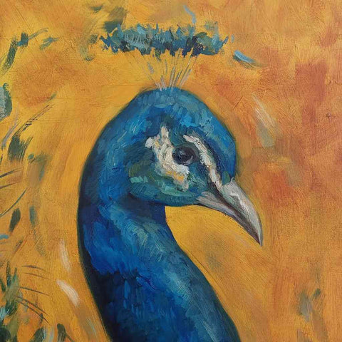Cobalt Peacock Oil Painting Buy Now on Artezaar.com Online Art Gallery Dubai UAE