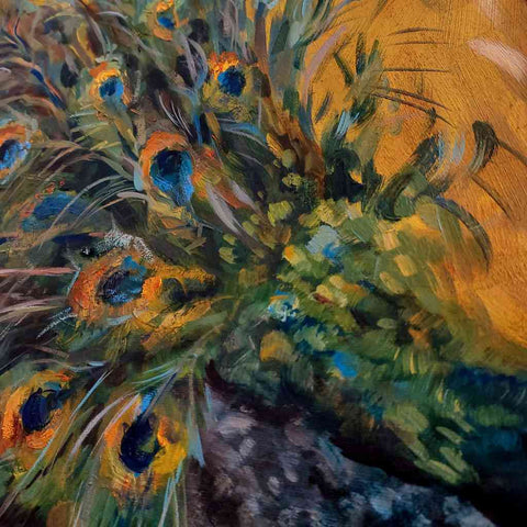 Cobalt Peacock Oil Painting Buy Now on Artezaar.com Online Art Gallery Dubai UAE