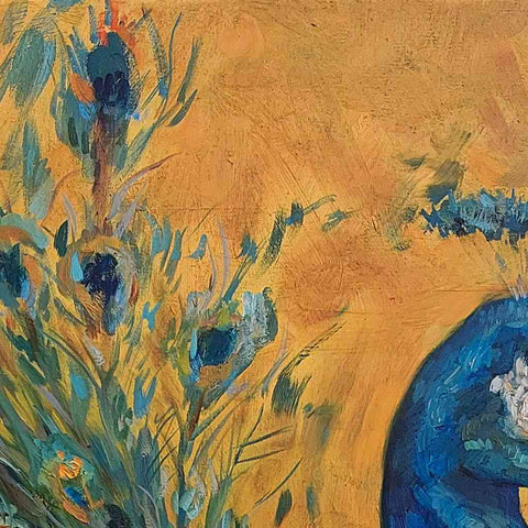 Cobalt Peacock Oil Painting Buy Now on Artezaar.com Online Art Gallery Dubai UAE