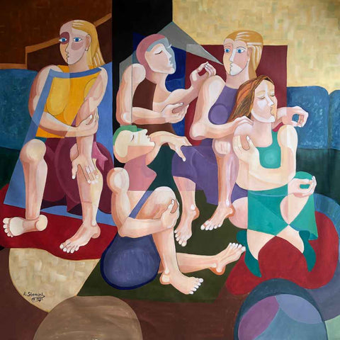 Conversation Acrylic Painting Buy Now on Artezaar.com Online Art Gallery Dubai UAE
