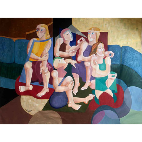 Conversation Acrylic Painting Buy Now on Artezaar.com Online Art Gallery Dubai UAE
