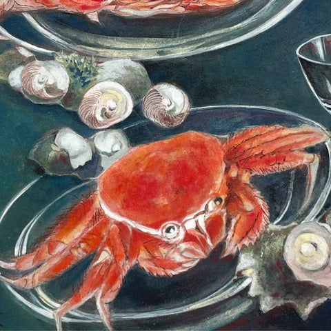 Crab (Japanese Painting) - Mixed Media - Artezaar.com Online Art Gallery