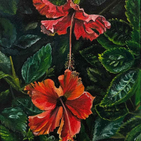 Crimson Charm Oil Painting Buy Now on Artezaar.com Online Art Gallery Dubai UAE