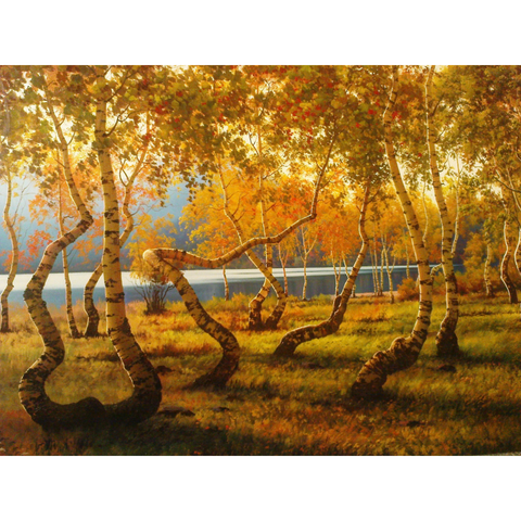 Dance Of The Dancing Birches - Oil Painting - Artezaar.com Online Art Gallery