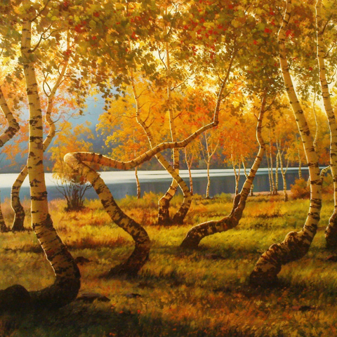 Dance Of The Dancing Birches - Oil Painting - Artezaar.com Online Art Gallery