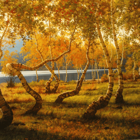 Dance Of The Dancing Birches - Oil Painting - Artezaar.com Online Art Gallery