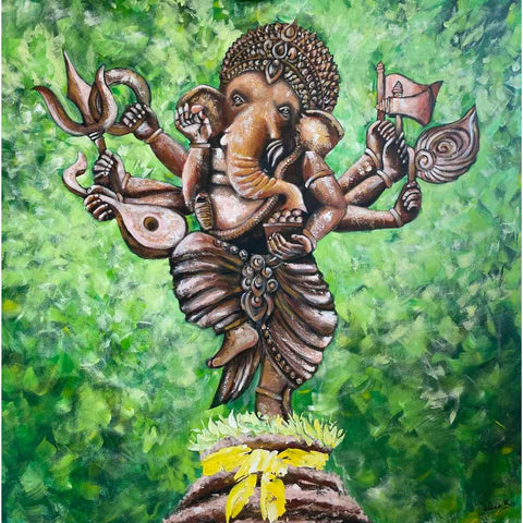 Dancing Ganesha Abstract Acrylic Painting Buy Now on Artezaar.com Online Art Gallery Dubai UAE