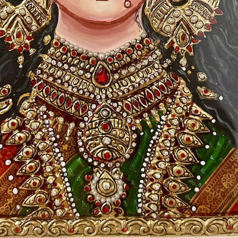 Divine Grace – Tanjore Portrait Of Goddess Durga - Mixed Media - Artezaar.com Online Art Gallery
